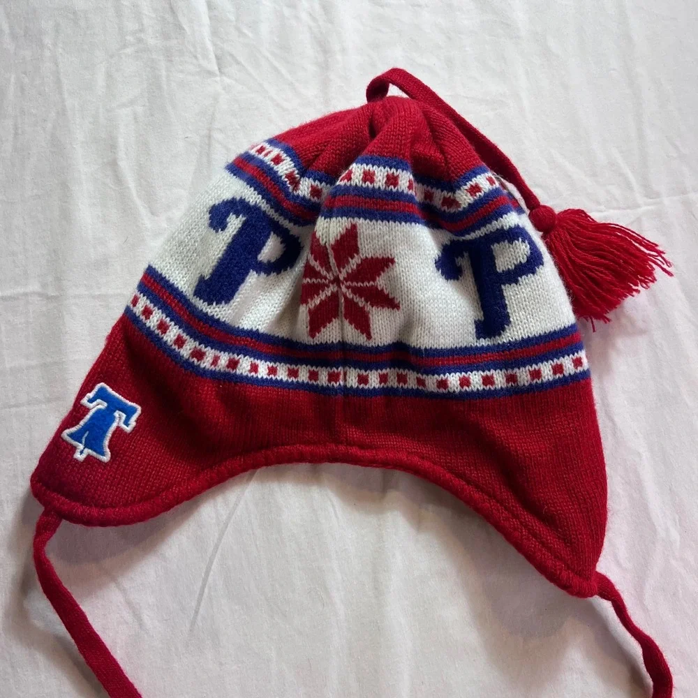 47 Brand Philadelphia Phillies Youth Trapper Hat Red White Blue Snowflake Beanie